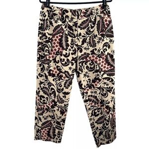 Talbots Cotton Stretch Cropped Chino Pants Brown Floral Women’s 18 Made in USA